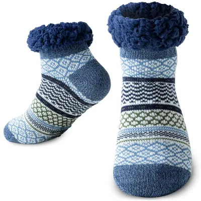 Produktbild von Kuschelsocken Damen Rutschfest Thermo Haussocken Blau Einheitsgröße