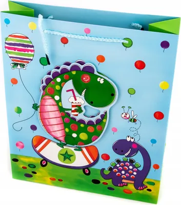Produktbild von Geschenktüte Dinosaurier Papier Tasche 26x32cm Kinder Geburtstag Dino Bunt Auswahl