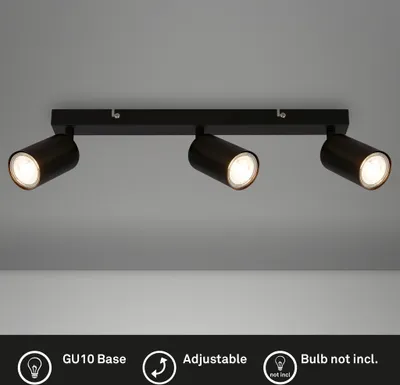 Produktbild von Deckenlampe schwenkbar, GU10 Fassung, max.9W, Deckenstrahler, Wohnzimmerlampe, Schlafzimmerlampe, Küchenlampe, Deckenleuchte, 44 cm, Schwarz