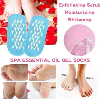 Produktbild von 2 Paar feuchtigkeitsspendende Socken, Socken mit Feuchtigkeitsgel, weiche, feuchtigkeitsspendende Fußsocken für Damen und Herren