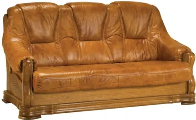 Produktbild von Holz Sofa 3 Sitzer Polster Designer Couchen Garnitur SL Sofa Dreisitzer Leder
