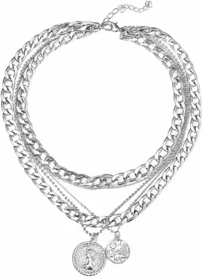 Immagine prodotto di Collana a catena da donna con medaglioni, oro, lunghezza 50 cm