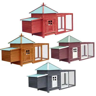 Immagine prodotto di Pollaio - Recinto per polli - Gabbie per polli - Recinto per polli accessibile - Tetto impermeabile - 193x68x104 cm - Casetta da esterno in legno