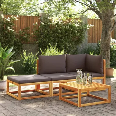 Produktbild von "2026 Promotion" 3-tlg. Gartensofa-Set - Loungesofa - mit Kissen - Holz Akazie & Seil - Gartensofas CC13682
