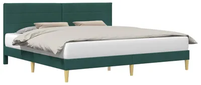 Image de vidaXL Cadre de lit avec tête de lit vert foncé 180 x 200 cm en tissu
