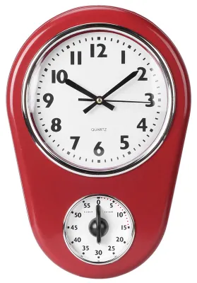 Immagine prodotto di Orologio da parete rosso a batteria, da appendere in camera da letto, ufficio, cucina o soggiorno
