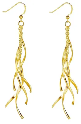 Zdjęcie produktu dla Kolczyki MATERIA w kształcie spirali, długie wiszące, 92 mm, damskie – złote kolczyki wiszące ze srebra próby 925 pokrytego złotem SO-93-Gold