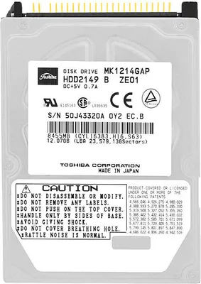 Image de Disque dur Toshiba MK1214GAP 12Gb ATA/IDE 4200Rpm 2,5" pouces