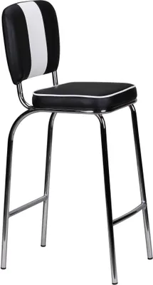 Produktbild von FineBuy Barhocker Schwarz American Diner 50er Jahre Retro Barstuhl Sitzfläche mit Rücken-Lehne Fußstütze Sitzhöhe 76 cm