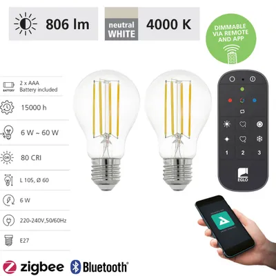 Zdjęcie produktu dla EGLO 12255, 6 W, 60 W, E27, 806 lm, 20000 h, neutralny