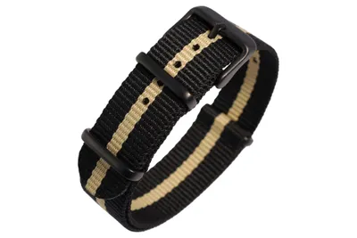 Produktbild von Uhrenarmband - Moderno Milano - Nylon-NATO-Band, 18 mm (schwarz/ beige)