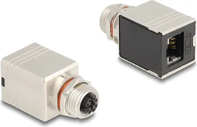 Obrázok produktu pre DELOCK M12 Adapter X-kodiert 8 Pin Buchse RJ45 Buchse Cat6A