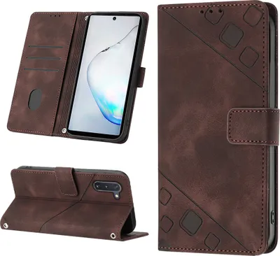 Produktbild von Hülle für Samsung Galaxy Note 10 Prägung Flip Leder Brieftasche Schutzhülle mit Ständer Braun