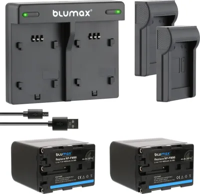 Produktbild von 2x Akku + Lader für Sony NP-FM90 NP-FM50 NP-FM30 NP-FM70 QM51 QM51D 4800 mAh