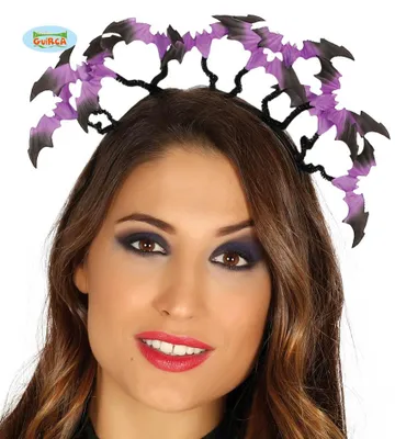 Produktbild von Haarreif mit lila Fledermäusen für Halloween