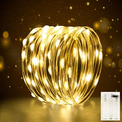 LED-Lichterkette, 3 m, warmweiß, mit Timer, batteriebetrieben
