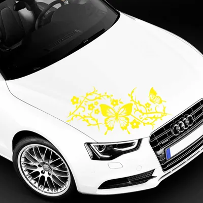 Produktbild von Aufkleber - Autoaufkleber "Butterfly Rankelement" 70cm x 31cm gelb - Tuning Carystyling Heckscheibe Auto