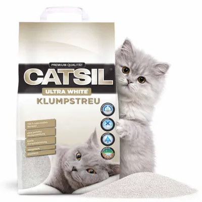Produktbild von 2x15 l Catsil Ultra white Babypuder Katzenstreu klumpend