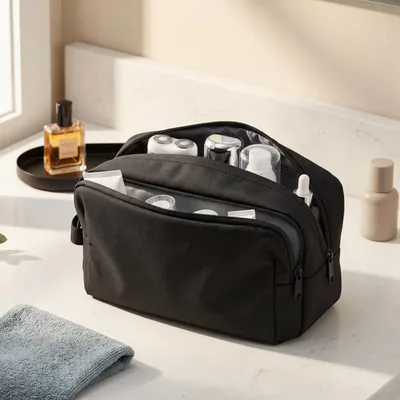 Produktbild von A. Essentials Große Kosmetiktasche, Rasiertasche, Kulturbeutel, 25,4 cm, Sch