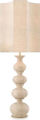 Produktbild von Casa Padrino Luxus Tischleuchte Beige / Antik Messing 40,5 x 40,5 x H. 116,5 cm - Travertin Schreibtischleuchte mit Lampenschirm - Luxus Tischleuchten - Luxus Qualität