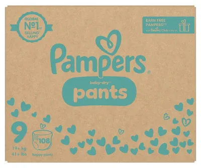 Produktbild von Pampers Baby-Dry Pants Größe 9, 108 Windeln, 19kg+ – Größe Size9_BDPMonatsbox, Baby Dry Pants