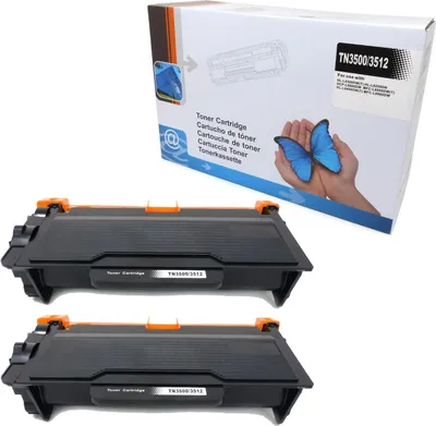 Produktbild von 2x D&C Toner kompatibel mit Brother TN3500 / TN3512 – Hohe Reichweite, 12.000 Seiten pro Toner, Schwarz