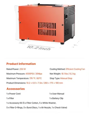 Image de Compresseur d'air PCP, 4500 PSI, double écran de contrôle, 250 W