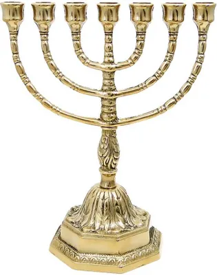 Produktbild von 2x Menora Messing 23cm Handarbeit Kerzenständer Menorah