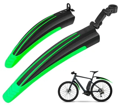 Immagine prodotto di Set di parafanghi per bicicletta, colore verde, regolabili, adatti per mountain bike, city bike e bici da corsa con ruote da 20-26 pollici
