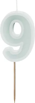 Produktbild von Geburtstagskerze Zahl 9, hellmint, 6 cm
