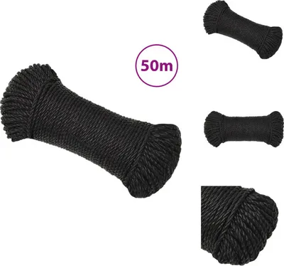 Produktbild von vidaXL Arbeitsseil Schwarz 6 mm 50 m Polypropylen - Seile