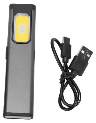 Imagen del producto de Linterna LED de bolsillo con imán, resistente al agua, 5 modos de iluminación, ajustable, portátil, diseño delgado, ideal para camping, color gris