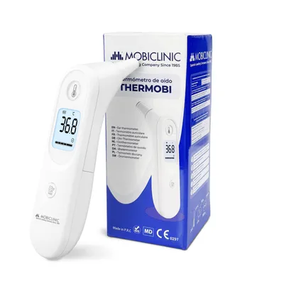 Produktbild von Mobiclinic-Ohrthermometer für zu Hause Automatische Abschaltung Hintergrundbeleuchtetes Display Schnelle Messung Thermobio
