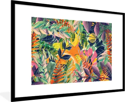 Produktbild von MuchoWow® Gerahmtes Poster Blumen - Dschungel - Tropisch 90x60 cm - Poster mit Schwarzem Bilderrahmen Wandposter Rahmen Foto Bilder - Wanddekoration - Fotos