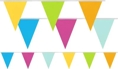 Produktbild von bunte Papier Wimpel Girlande in Regenbogen Farben 6m
