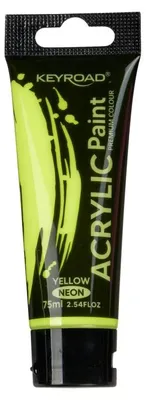 Image de KEYROAD, peinture acrylique néon, couleur jaune, tube de 75 ml