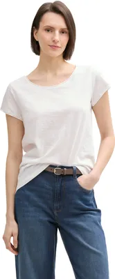 Produktbild von Tom Tailor Slub Crew Neck Kurzarm-t-shirt Weiß M Frau Weiß M