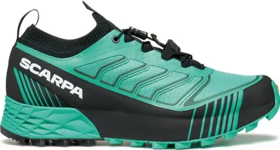 Trailrunning-Schuhe "Ribelle Run 2 Wmn" von Scarpa in Türkis und Schwarz; mit rutschfester Sohle.
