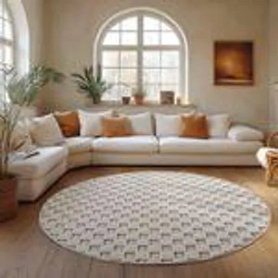 Zdjęcie produktu dla Dywan bouclé Carpettex do salonu sypialni i biura miękki łatwy w pielęgnacji trwały nowoczesny , Rozmiar : 120 cm Okrągły , Kolor : Krem-4