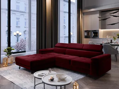 Produktbild von FurMeb24 ECKSOFA OLIVIO - 250 x 183 cm monolith 59 - mit schlaffunktion und bettkasten - linke seite