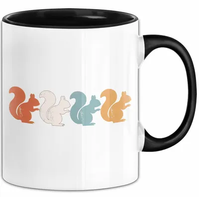 Produktbild von Eichhörnchen Tierliebhaber Tasse Geschenk Lustige Geschenkidee Spruch (Schwarz)