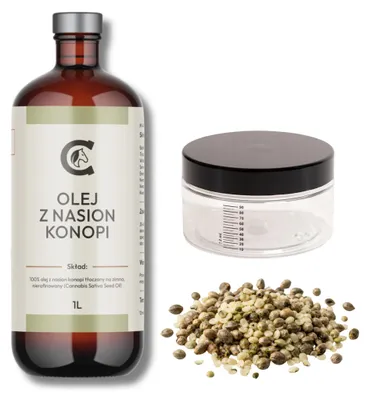 Zdjęcie produktu dla Cavella Olej z nasion konopi dla koni, tłoczony na zimno - 1 l + pojemnik gratis