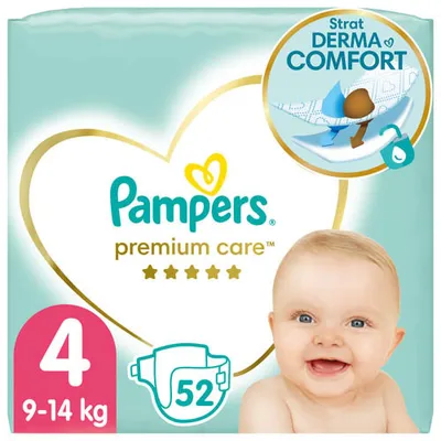 Obrázek produktu pro Pampers Premium Care, 7 kg, 18 kg, Bl, 9 msc/, 12 msc/, 52 kus
