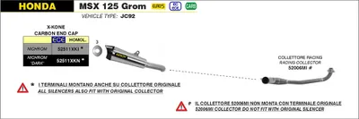 Obrázok produktu pre ARROW Racing rozdeľovač pre Honda MSX125 Grom 2021-2022 , bez katalyzátora