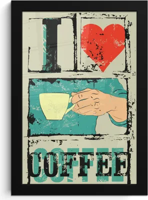 Produktbild von MuchoWow® MuchoWow® Gerahmtes Poster Kaffee - Sprichwörter - Vintage - Zitate - Ich liebe Kaffee 20x30 cm - Poster mit zchwarzem Bilderrahmen - Drucken - Bilder Poster im Rahmen