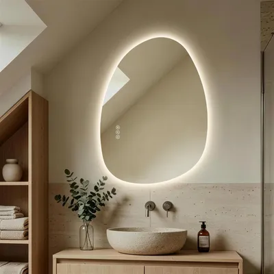 Produktbild von S'AFIELINA Badspiegel mit Beleuchtung 75×55cm LED Touch Schalter Wandspiegel 3 Lichtfarben und Dimmbar, Anti-Beschlag- und Memory-Funktion