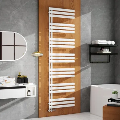 Produktbild von Acezanble Badheizkörper Oval 2055x600mm 1359W Weiß Handtuchwärmer Seitenanschluss Warmwasser