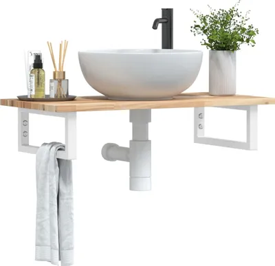Immagine prodotto di Maison Exclusive - Mensola lavabo da parete in acciaio e legno di acacia