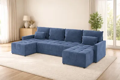 Zdjęcie produktu dla Duży narożnik DOMINO U z funkcją spania i pojemnikiem na pościel sofa do salonu