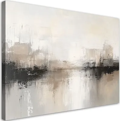 Produktbild von Leinwandbild Moderne Grau-Beige-Abstraktion 100x70 Feeby Grau bild für die wand bereit zum aufhängen